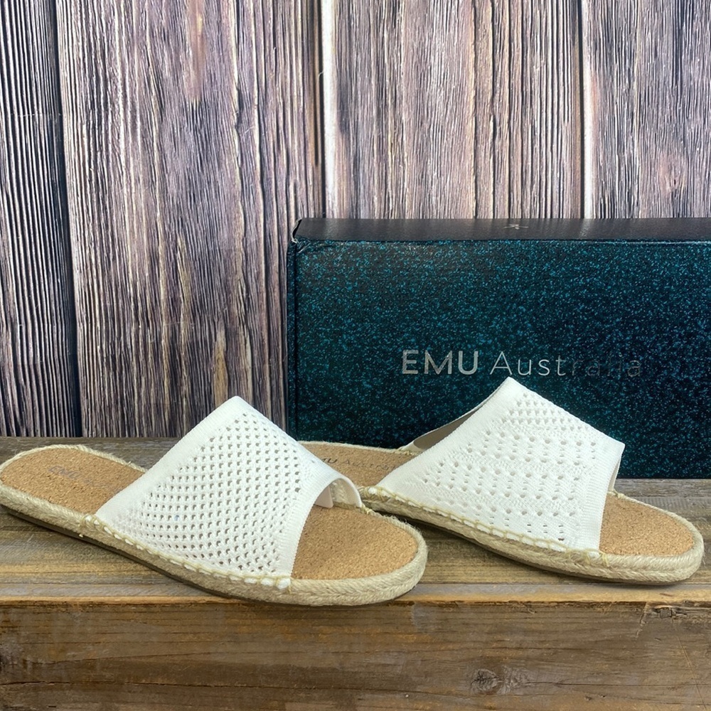 NIB EMU Australia ENOR MAC Coconut Colored Slides/Sandals-Size 10